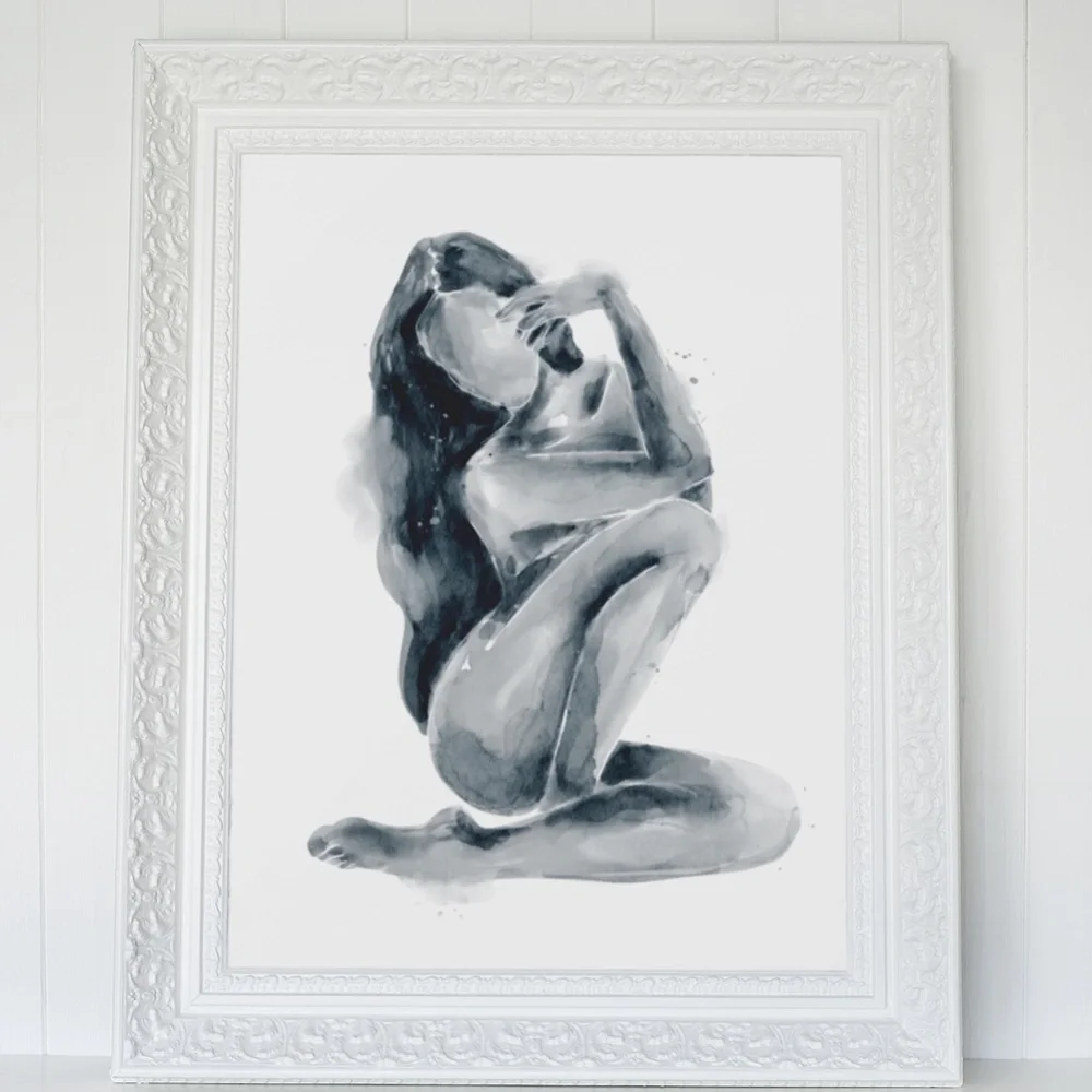 Watercolor Abstract Nude Woman Portrait Print Poster Unframed - Picture 7 of 17